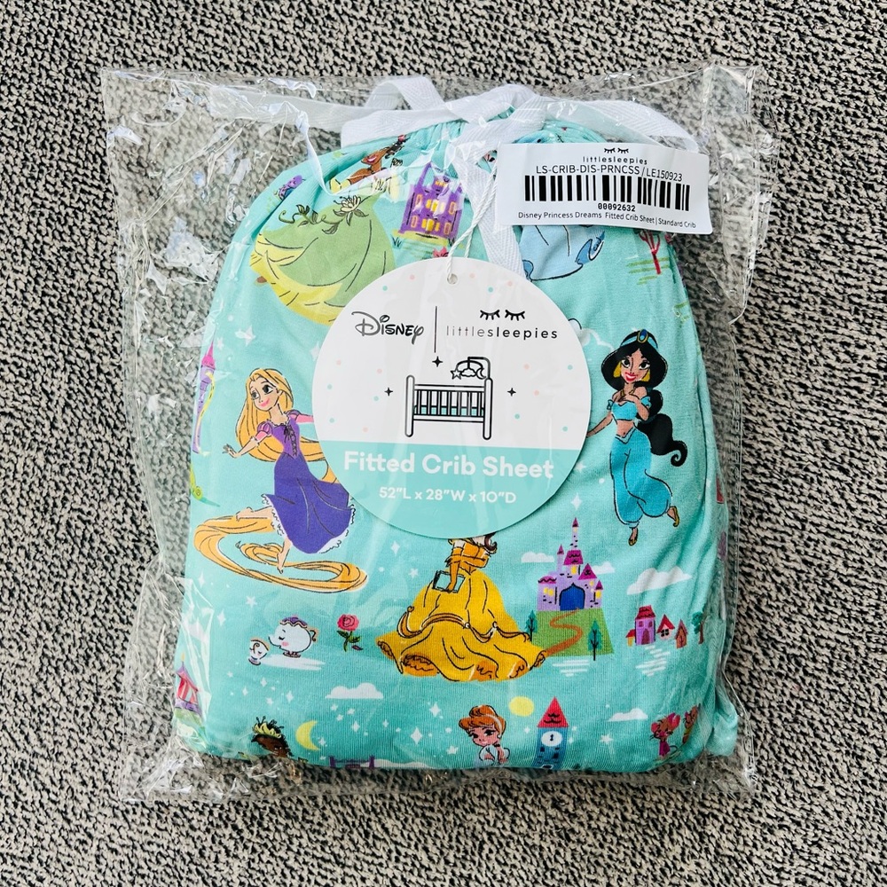 ✨ Little Sleepies New Disney Princess Dreams Bamboo Standard Fitted Crib Sheet ✨